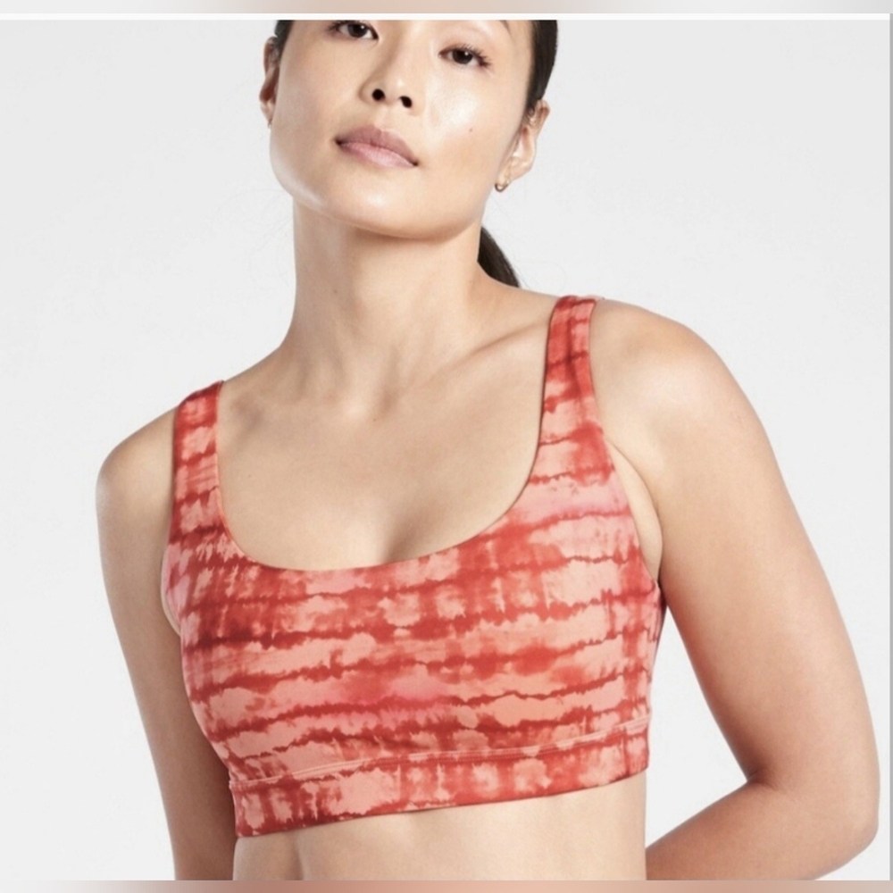 Athleta 1X D-DD Exhale Printed Bra Coral Tahiti Island Tie Dye 531337 Athleisure